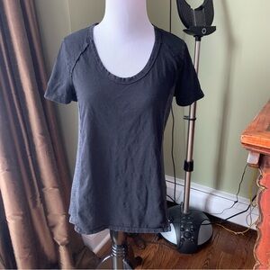 Anthropologie T.La  Black Gray Paneled Short Sleeve T-Shirt XS